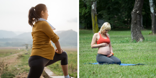 exercising during pregnancy - stretching outside